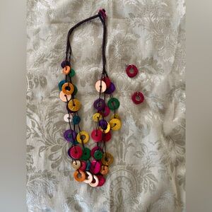 💗Colorful Disc Bead Necklace/Earrings Multicolor Wooden💗10/$20 bundle